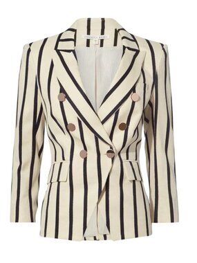 Veronica Beard Empire Striped Dickey Jacket w Gold Buttons. Sz 8